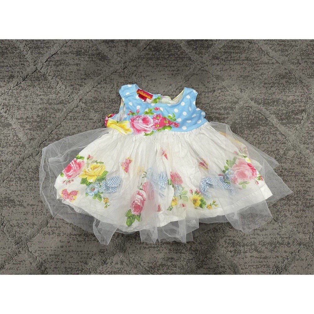Kate Mack Spotty Flower Floral Dress Toddler 12 Months